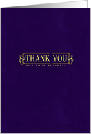 business thank you card in purple and gold effect card