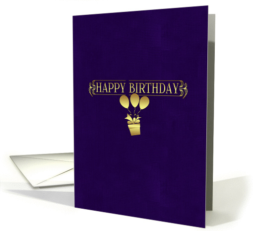 business birthday greeting card - stylish purple and gold effect card
