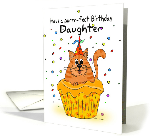Daughter Birthday with Ginger Cupcake Cat and Sprinkles card (857852)