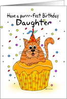 Daughter Birthday with Ginger Cupcake Cat and Sprinkles card