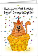 Great Granddaughter Birthday with Ginger Cupcake Cat and Sprinkles card