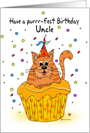 Uncle Birthday with Ginger Cupcake Cat and Confetti card