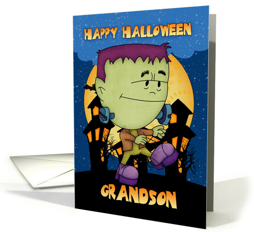 grandson halloween card with frankie stomping card (864520)