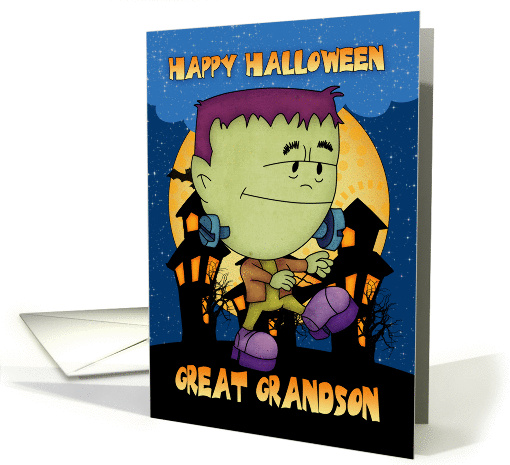 great grandson halloween card with frankie stomping card (864521)