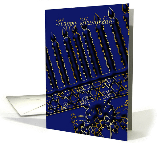 hanukkah holiday card with menorah in blue card (865728)