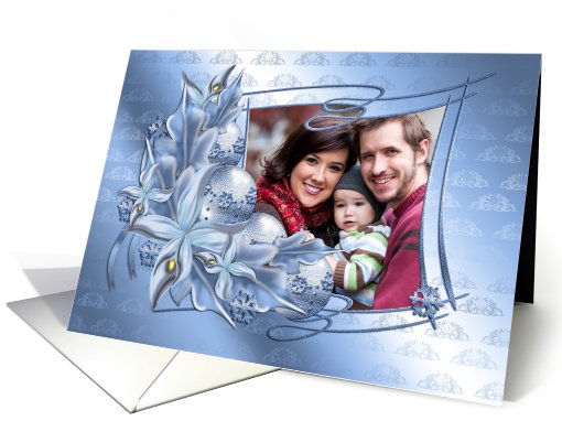 Holiday Photo Card With Baubles And Flowers card (884644)