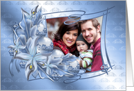 Holiday Photo Card With Baubles And Flowers card