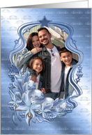 Holiday Photo Card With Baubles And Flowers card