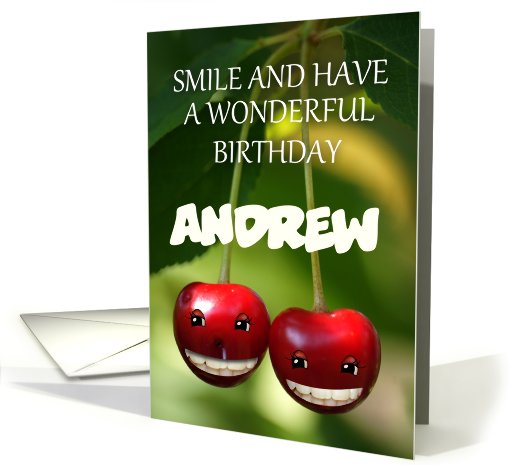 happy cherry birthday greeting card to personalize - Andrew card