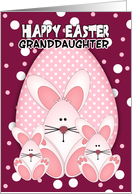 Granddaughter, Easter Bunny Greeting Card With Three Rabbits card