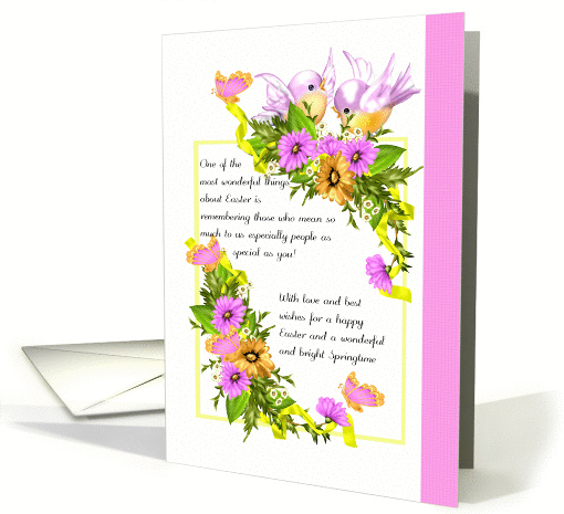 Easter Card With Flowers And Little Spring Birds card (916865)