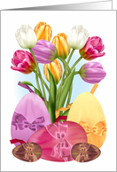 Easter Card With Spring Tulips And Eggs card