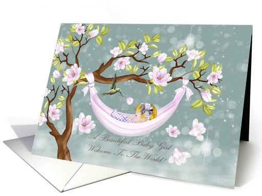 new baby girl congratulations card - welcome to the world card