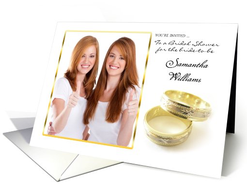 bridal shower invitation card with wedding rings - stylish... (933480)