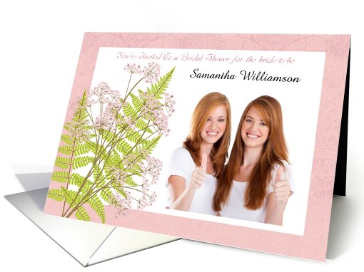 bridal shower invitation photo card with flowers, customizable card