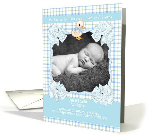baby boy photo greeting card with duck card (936477)