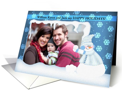 photo christmas card with snowman card (936485)