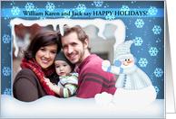 photo christmas card with snowman card