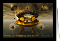 space station birthday greeting card - out of this world card