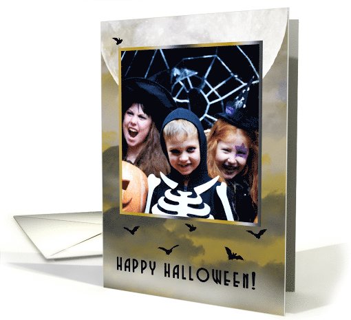 halloween card with bats moon and eerie sky - Photo card (955595)