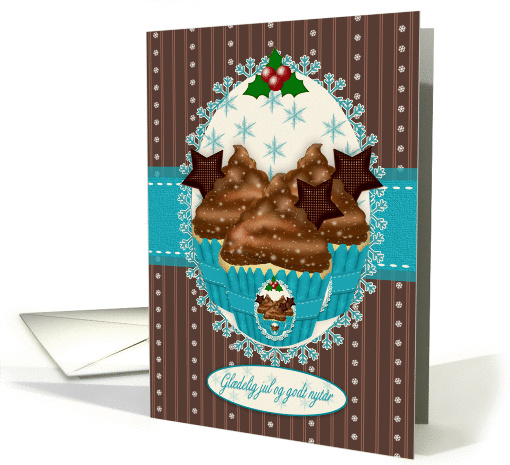 Danish Christmas Chocolate Icing Cupcake card (969385)