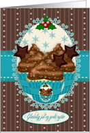 Danish Christmas Chocolate Icing Cupcake Card