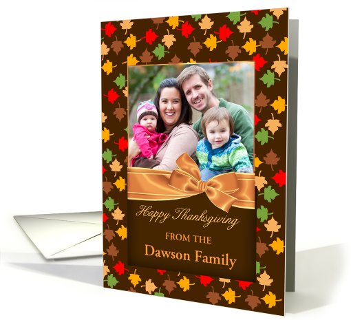 Thanksgiving photo greeting card with fall colors card (969723)