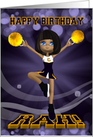 Happy Birthday Cheerleader Greeting Card - African American Cutie card