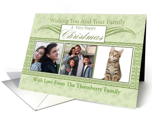 Christmas Holiday Photo Greeting Card Stylish Modern Green card