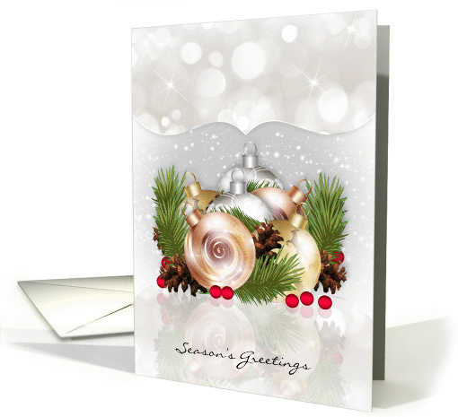 Season's Greetings Holiday Card With Ornaments card (985509)