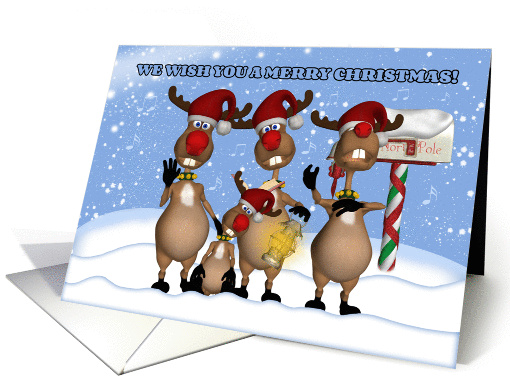 Singing Christmas Reindeer Greeting Card From All Of Us card (996431)