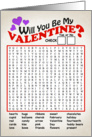Will You Be My Valentine Word Search card