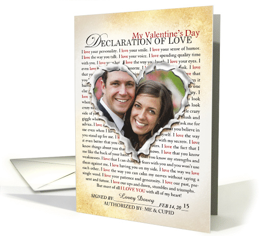 My Declaration of Love Valentine's Day Photo card (1346504)