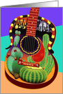 Acoustic Guitar Painted With Desert Cactus Imagery card