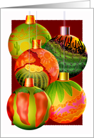 Christmas Ornaments With Desert Motif Including Cactus, Lizard, Chili card