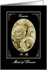 COUSIN - Be My Maid of Honour - Sepia Rose Bouquet card