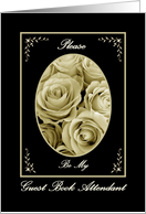 Guest Book Attendant with Sepia Rose Bouquet card