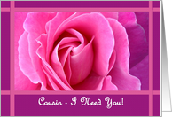 COUSIN Be My Bridesmaid with Pink Rose card