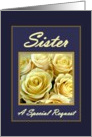 SISTER Be My Maid of Honor with Ivory Rose Bouquet card