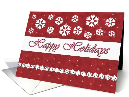 Happy Holidays - Snowflakes on Red Background card (505050)