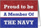 NAVY - Proud to Be a Member - Red White Blue card