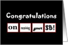 Congratulations on Receiving your SB card
