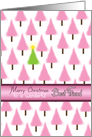 Best Friend Merry Christmas Pink Trees and Green Tree with Star card