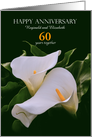 Wedding Anniversary Custom Year and Names White Calla Lilies 60th card