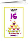 Cousin Sweet Sixteen Birthday Colorful Cupcakes Tier Customizable card