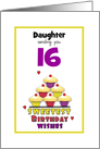 Daughter Sweet Sixteen Birthday Colorful Cupcakes Tier Customizable card