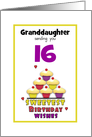 Granddaughter Sweet Sixteen Birthday Colorful Cupcakes Customizable card