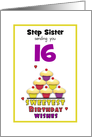 Step Sister Sweet Sixteen Birthday Colorful Cupcakes Customizable card