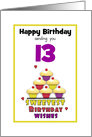 13th Teen Birthday Colorful Cupcakes Tier Customizable Age card
