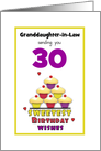 Granddaughter-in-Law 30th Birthday Colorful Cupcakes Custom Age card